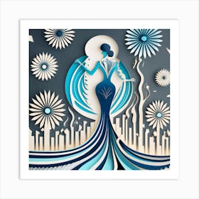 Woman In A Blue Dress 1 Art Print