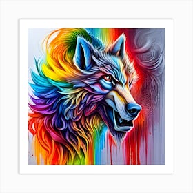Rainbow Wolf 3 Art Print