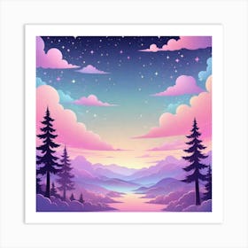 Sky With Twinkling Stars In Pastel Colors Square Composition 17 Art Print