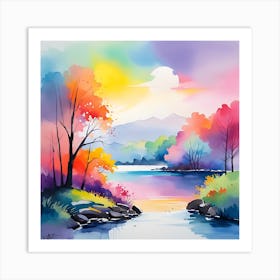 Sunset By The River 3 Art Print