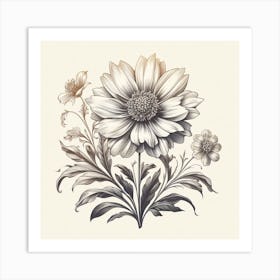 Vintage Floral Design Art Print