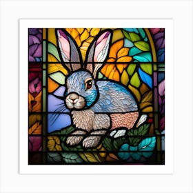 Stained Glass Rabbit pop art Art Print