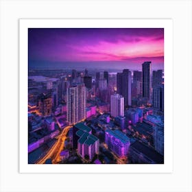 Cityscape At Dusk 1 Art Print