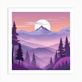 Misty mountains background in purple tone 70 Art Print