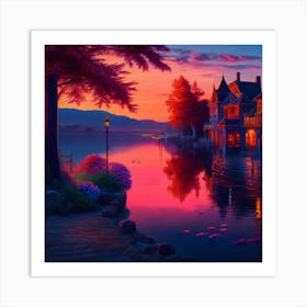 Sunset By The Lake 1 Art Print