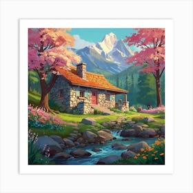 Cottage In The Mountains 5 Art Print