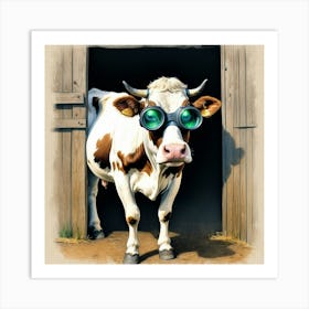 Cow With Goggles 2 Art Print