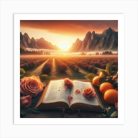 Book at sunset Art Print