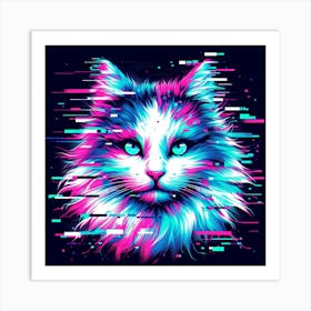 Glitch cat, Glitch art 1 Art Print