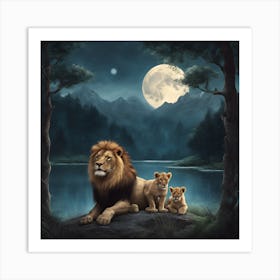 Lions And Cubs 1 Art Print