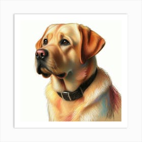 Yellow Labrador Retriever portrait in oil pastel Art Print