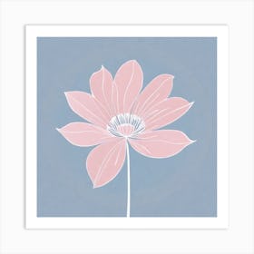 A White And Pink Flower In Minimalist Style Square Composition 591 Art Print