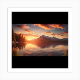 Sunset Over Lake Art Print