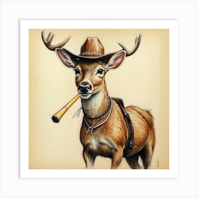 Cowboy Deer 7 Art Print