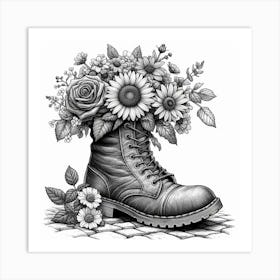 An old boot filled with flowers 3 Art Print