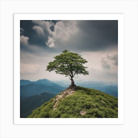Lone Tree On Top Of Mountain 8 Art Print