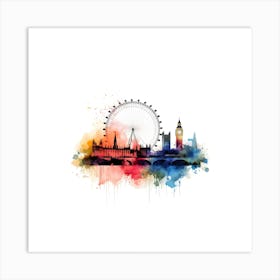 London Skyline Ink Splash Effect Art Print