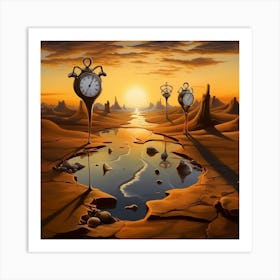 Clocks In The Desert 1 Art Print