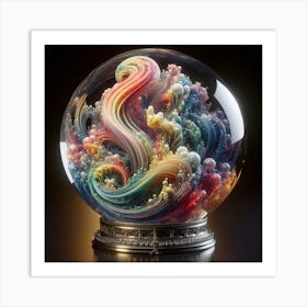 A Crystal Ball With Colorful Water Moving Inside It Art Print