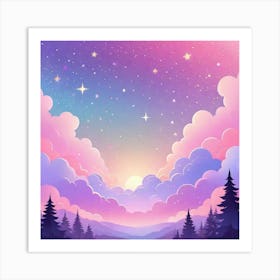 Sky With Twinkling Stars In Pastel Colors Square Composition 158 Art Print