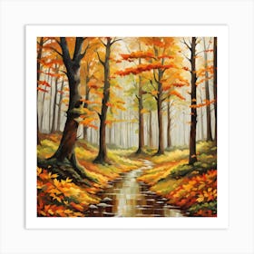 Forest In Autumn In Minimalist Style Square Composition 155 Art Print