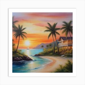 Sunset At The Beach 5 Art Print