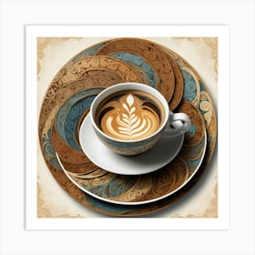 Default A Vibrant And Intricate Artwork Of A Cup Of Coffee Wit 2 Art Print