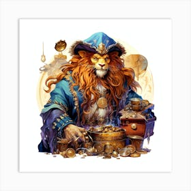 Lion and treasure Art Print