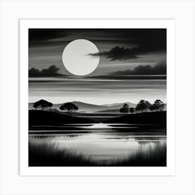 Full Moon Over Water 1 Art Print