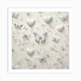 Hearts And Butterflies Art Print