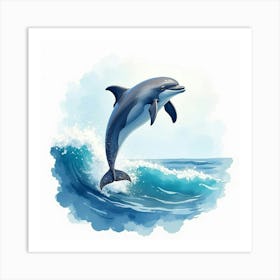 Dolphin Jumping Out Of The Water Art Print