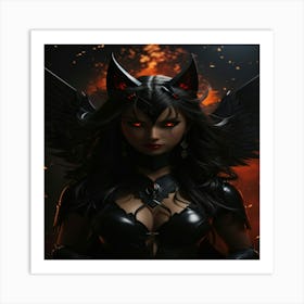 Default Black Cat Demon Angel Woman 2 Art Print