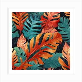 Aesthetic style, Abstraction with tropical leaf 16 Art Print