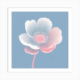 A White And Pink Flower In Minimalist Style Square Composition 390 Art Print