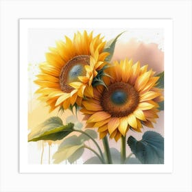 Sunflowers in water color Art Print