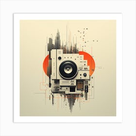  Black Retro 80s Album Art  Art Print