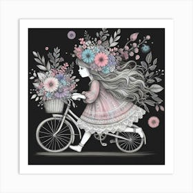 Little Girl On A Bike 1 Art Print