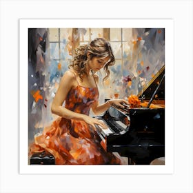 Woman Playing The Piano Art Print