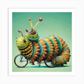 846881 Giant Caterpillar Riding A Bicycle, Surreal, Absur Xl 1024 V1 0 Art Print