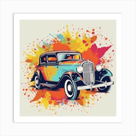 Vintage Car Vector Illustration Art Print