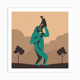 Man And A Bear Art Print