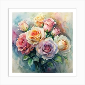 Watercolor Roses 8 Art Print