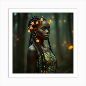 Portrait Of A Black Woman In The Forest Art Print