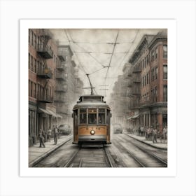 Boston Trolley art Art Print