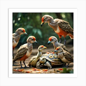 The Birds Looking Kind And Generous Giving Tortoise Their Feathers (1) Art Print