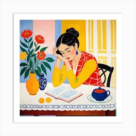 Woman Reading A Book 11 Art Print