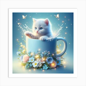 Kitten In A Cup Art Print