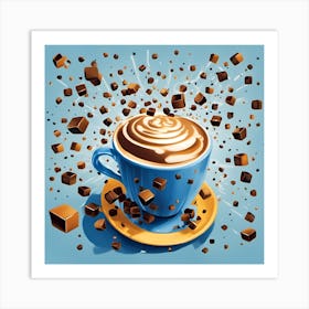 Coffee Cup With Cubes Art Print