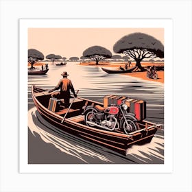 Saloum delta, Senegal. Vintage Travel Art Print