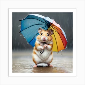 Hamster In The Rain 8 Art Print